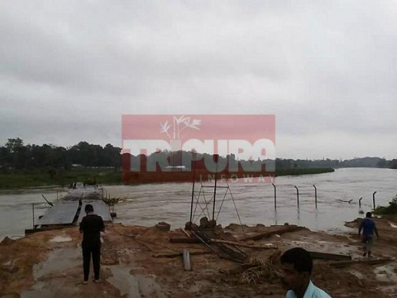 Feni river overflowing, flood threats existing 
